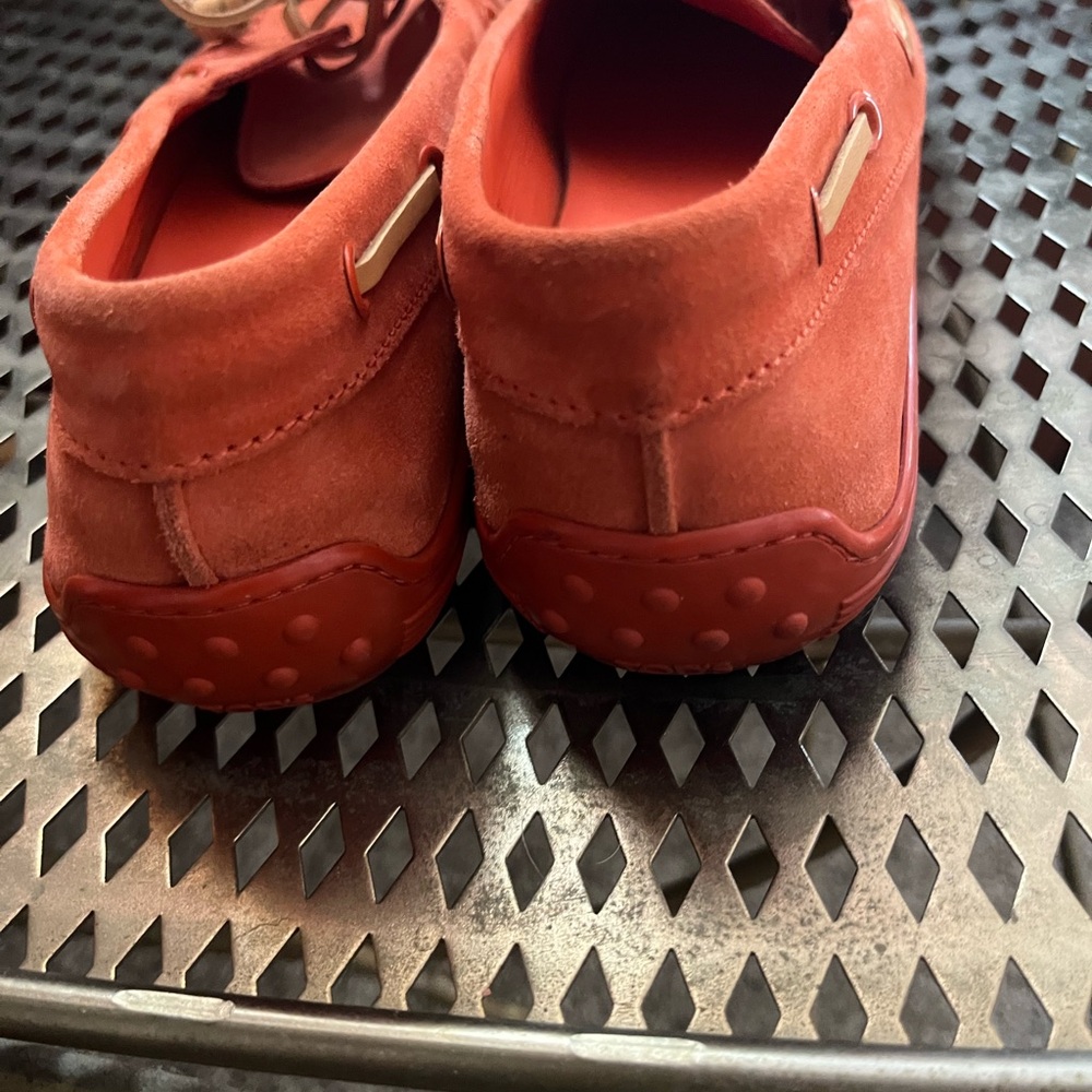 Tod's Orange Suede Lace Up Boat driving shoes Loafers Size 38.5 / 8 M - Picture 4 of 5